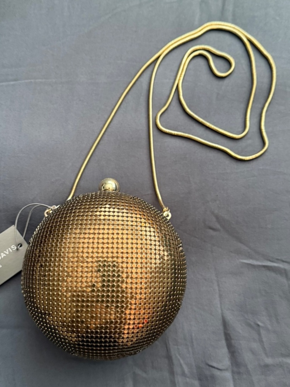 NWT Whiting & Davis Bronze Mesh Spherical Minaudière/Clutch